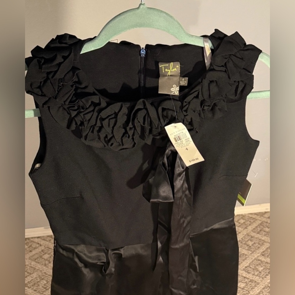 Ann Taylor Black Ruffle Midi Dress - New with Tags